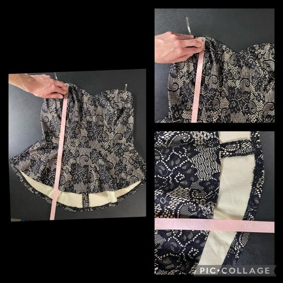 Have Womens L Floral Lace Strapless Peplum Top Lined Back Zipper Boho Party - Picture 14 of 15